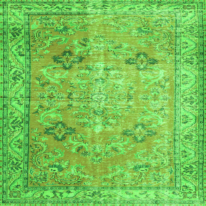 Round Machine Washable Persian Green Traditional Area Rugs, wshtr3620grn