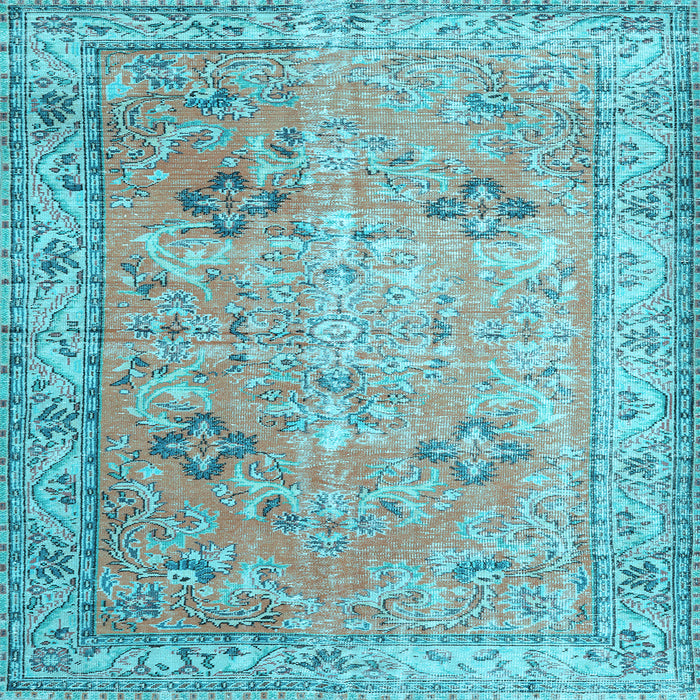Square Machine Washable Persian Light Blue Traditional Rug, wshtr3620lblu