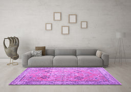 Machine Washable Persian Purple Traditional Area Rugs in a Living Room, wshtr3620pur
