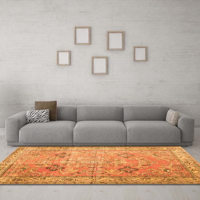 Machine Washable Persian Orange Traditional Area Rugs in a Living Room, wshtr3620org