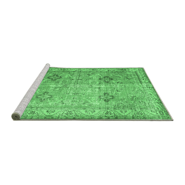 Sideview of Machine Washable Persian Emerald Green Traditional Area Rugs, wshtr3620emgrn