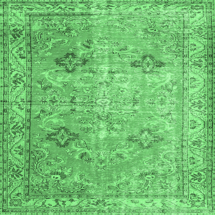 Square Machine Washable Persian Emerald Green Traditional Area Rugs, wshtr3620emgrn