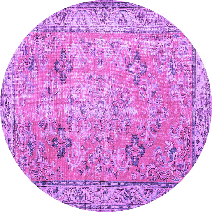 Round Machine Washable Persian Purple Traditional Area Rugs, wshtr3620pur
