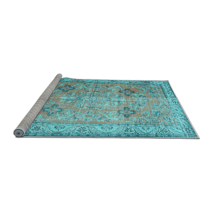 Sideview of Machine Washable Persian Light Blue Traditional Rug, wshtr3620lblu