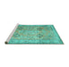 Sideview of Machine Washable Persian Turquoise Traditional Area Rugs, wshtr3620turq