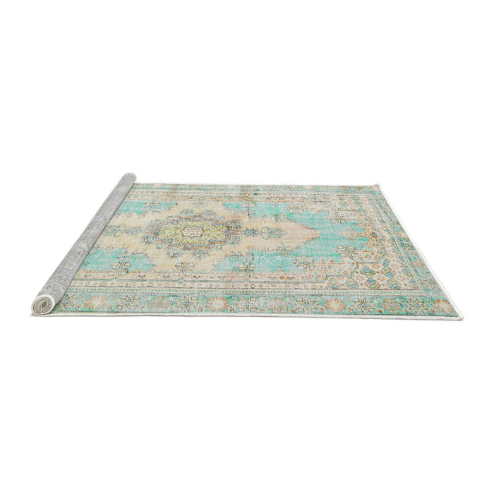 Sideview of Machine Washable Traditional Sage Green Rug, wshtr3621