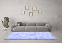 Machine Washable Persian Blue Bohemian Rug in a Living Room, wshtr3621blu