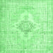 Square Machine Washable Persian Emerald Green Bohemian Area Rugs, wshtr3621emgrn