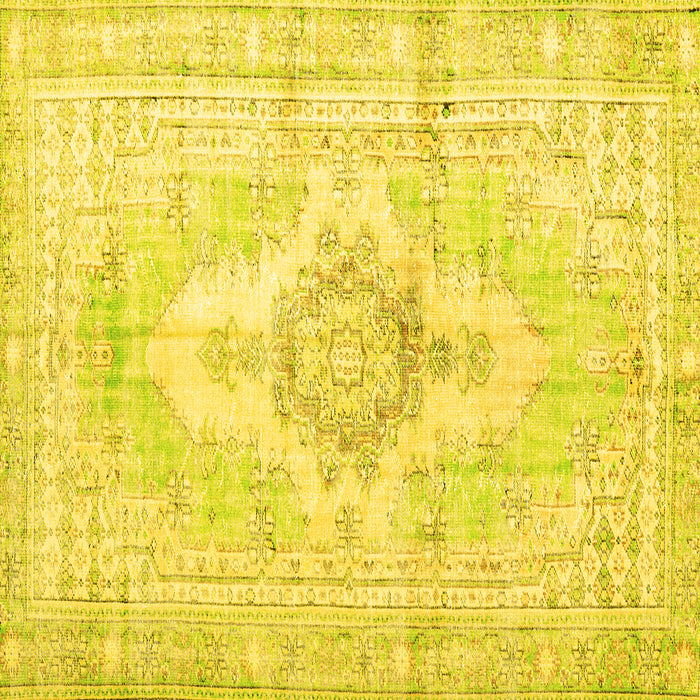Square Machine Washable Persian Yellow Bohemian Rug, wshtr3621yw