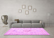 Machine Washable Persian Pink Bohemian Rug in a Living Room, wshtr3621pnk