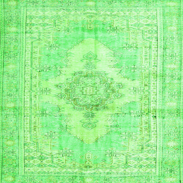 Round Machine Washable Persian Green Bohemian Area Rugs, wshtr3621grn