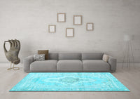 Machine Washable Persian Light Blue Bohemian Rug, wshtr3621lblu