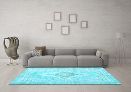 Machine Washable Persian Light Blue Bohemian Rug in a Living Room, wshtr3621lblu