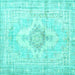 Square Persian Turquoise Bohemian Rug, tr3621turq