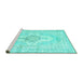 Sideview of Machine Washable Persian Turquoise Bohemian Area Rugs, wshtr3621turq