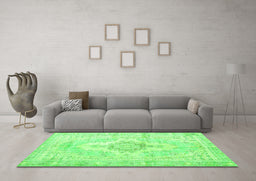 Machine Washable Persian Green Bohemian Area Rugs in a Living Room,, wshtr3621grn