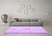 Machine Washable Persian Purple Bohemian Area Rugs in a Living Room, wshtr3621pur