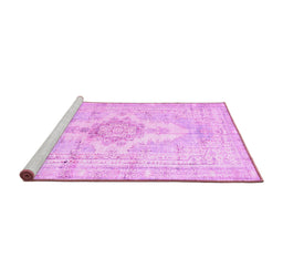 Sideview of Machine Washable Persian Pink Bohemian Rug, wshtr3621pnk