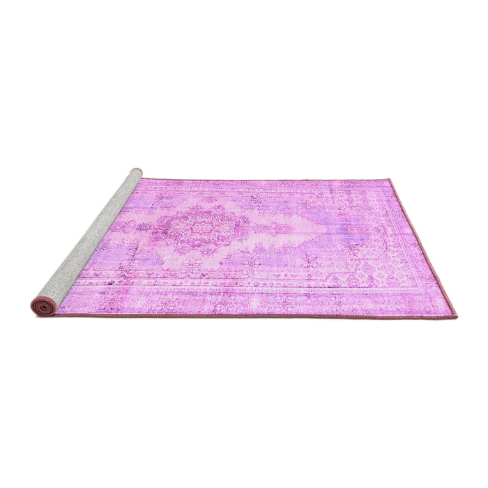 Sideview of Machine Washable Persian Pink Bohemian Rug, wshtr3621pnk