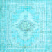 Square Machine Washable Persian Light Blue Bohemian Rug, wshtr3621lblu