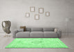 Machine Washable Persian Emerald Green Bohemian Area Rugs in a Living Room,, wshtr3621emgrn