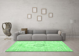 Machine Washable Persian Emerald Green Bohemian Area Rugs in a Living Room,, wshtr3621emgrn