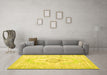 Machine Washable Persian Yellow Bohemian Rug in a Living Room, wshtr3621yw