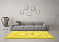 Machine Washable Persian Yellow Bohemian Rug, wshtr3621yw