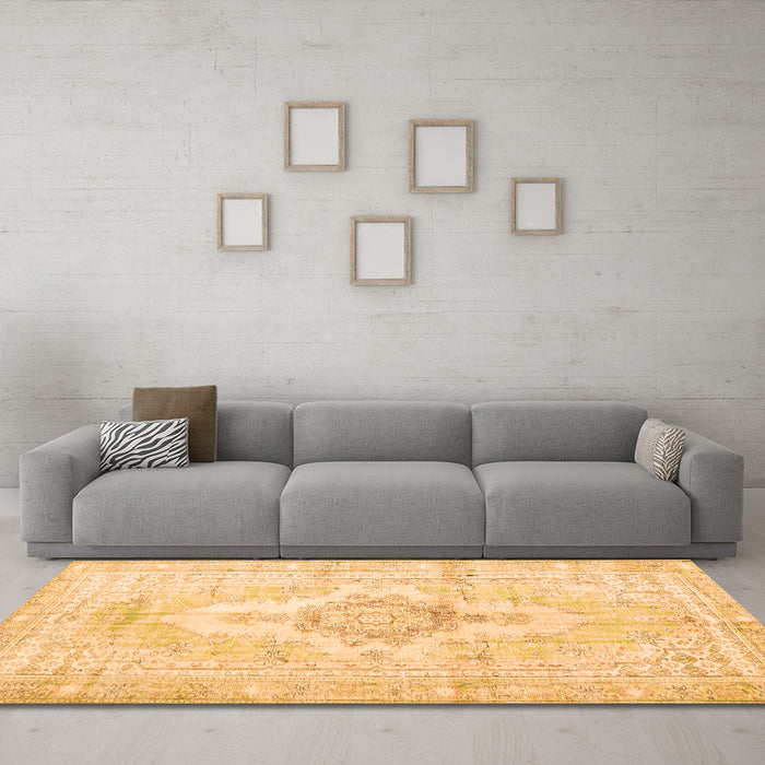 Machine Washable Persian Orange Bohemian Area Rugs in a Living Room, wshtr3621org