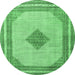 Round Persian Emerald Green Traditional Rug, tr3622emgrn