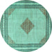 Round Persian Turquoise Traditional Rug, tr3622turq