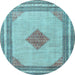 Round Persian Light Blue Traditional Rug, tr3622lblu