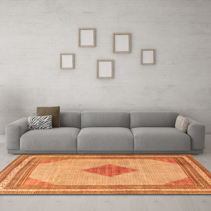 Machine Washable Persian Orange Traditional Area Rugs in a Living Room, wshtr3622org