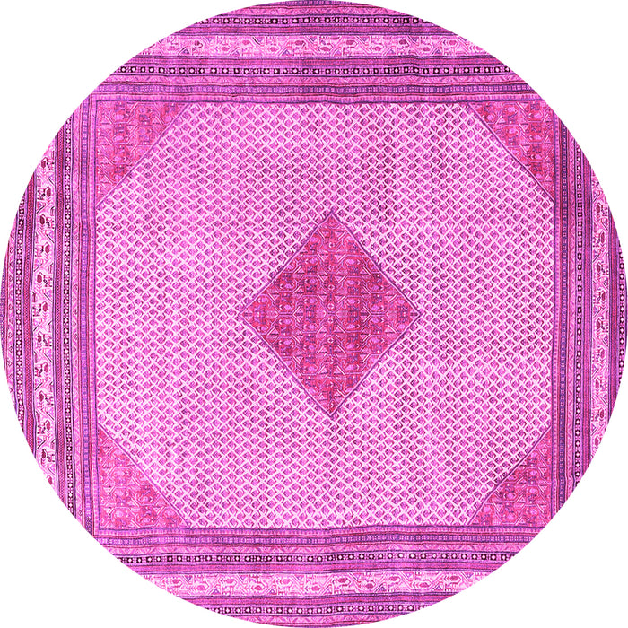 Round Machine Washable Persian Pink Traditional Rug, wshtr3622pnk