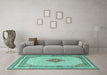 Machine Washable Persian Turquoise Traditional Area Rugs in a Living Room,, wshtr3622turq