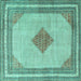 Square Persian Turquoise Traditional Rug, tr3622turq