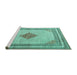 Sideview of Machine Washable Persian Turquoise Traditional Area Rugs, wshtr3622turq