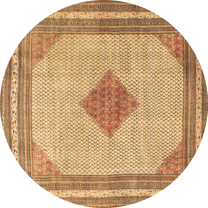 Round Persian Brown Traditional Rug, tr3622brn
