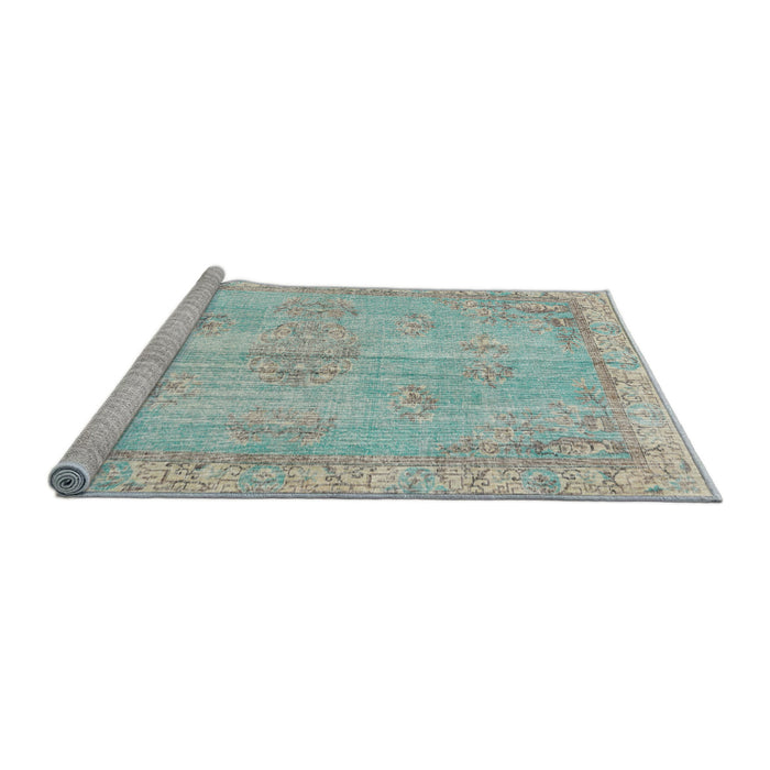 Sideview of Machine Washable Traditional Magic Mint Green Rug, wshtr3623