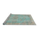 Sideview of Machine Washable Traditional Magic Mint Green Rug, wshtr3623