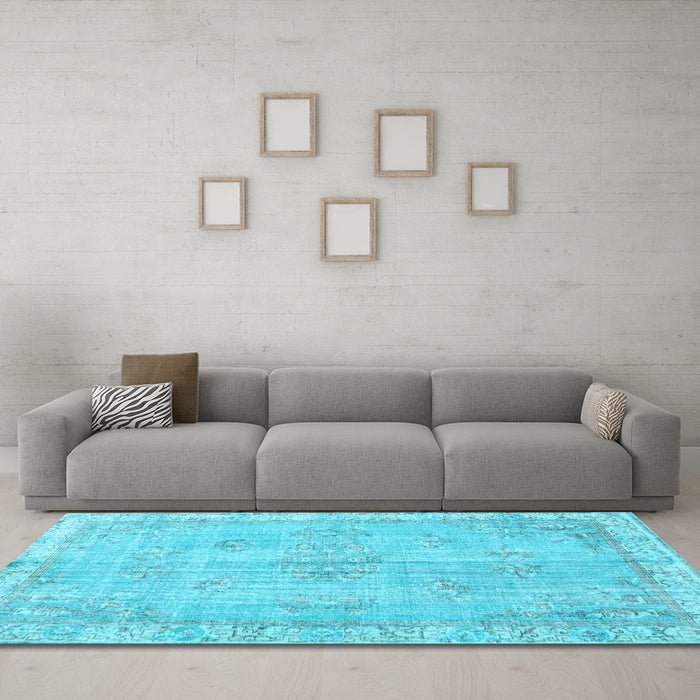 Machine Washable Persian Light Blue Bohemian Rug in a Living Room, wshtr3623lblu