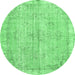 Round Machine Washable Persian Emerald Green Bohemian Area Rugs, wshtr3623emgrn