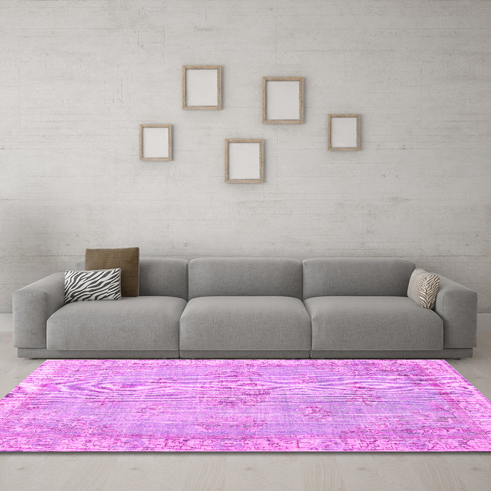Machine Washable Persian Pink Bohemian Rug in a Living Room, wshtr3623pnk