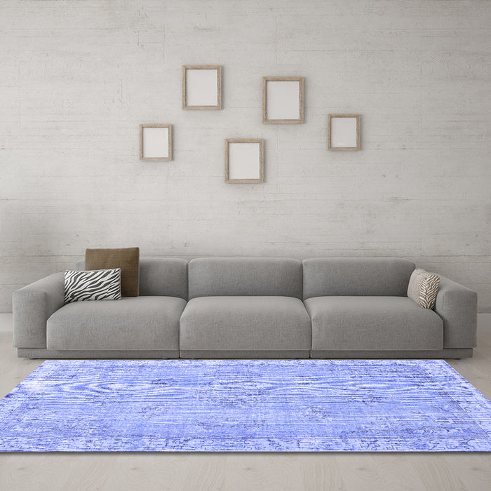 Machine Washable Persian Blue Bohemian Rug in a Living Room, wshtr3623blu