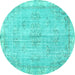 Round Persian Turquoise Bohemian Rug, tr3623turq