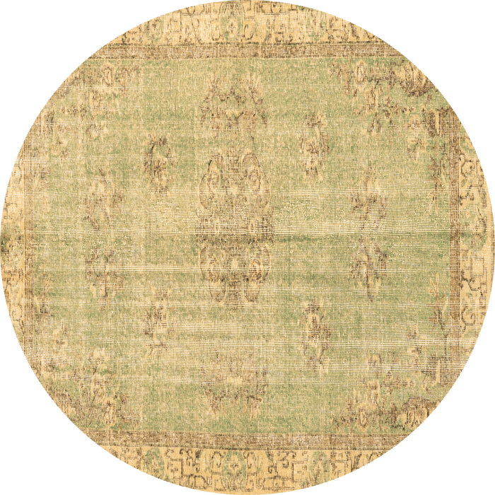 Round Machine Washable Persian Brown Bohemian Rug, wshtr3623brn