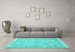 Machine Washable Persian Turquoise Bohemian Area Rugs in a Living Room,, wshtr3623turq