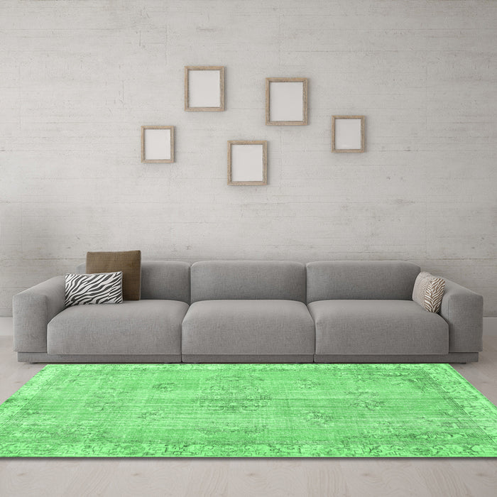 Machine Washable Persian Emerald Green Bohemian Area Rugs in a Living Room,, wshtr3623emgrn