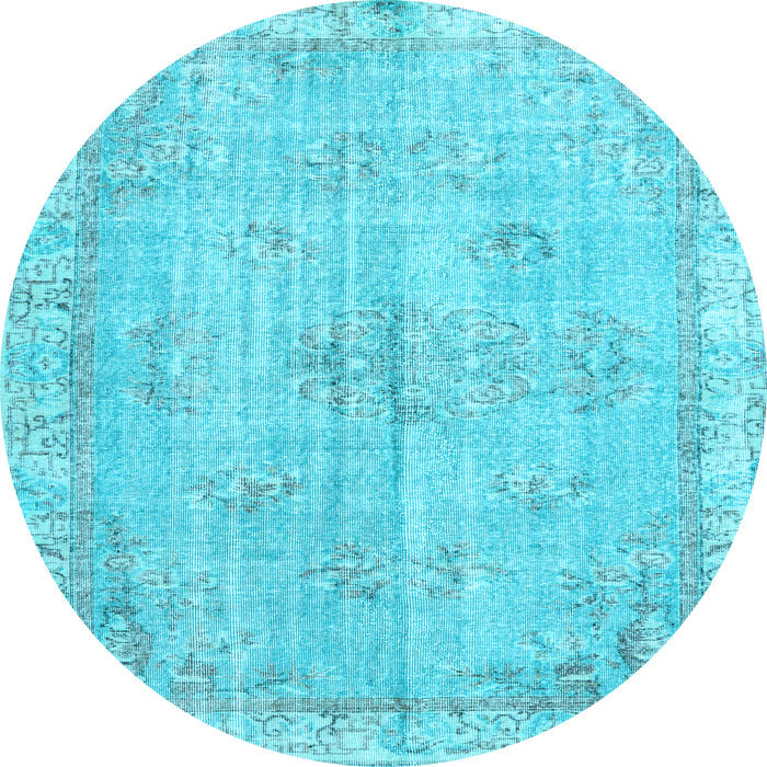 Round Machine Washable Persian Light Blue Bohemian Rug, wshtr3623lblu