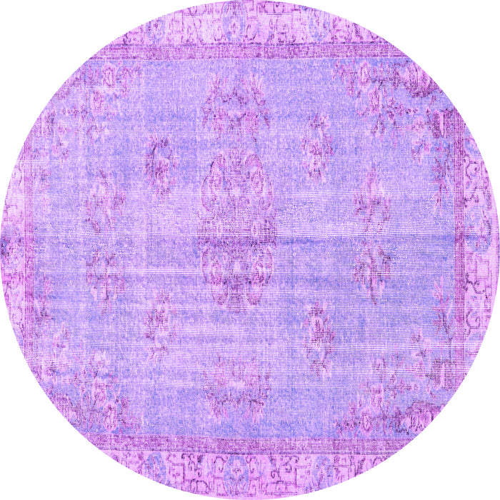 Round Machine Washable Persian Purple Bohemian Area Rugs, wshtr3623pur